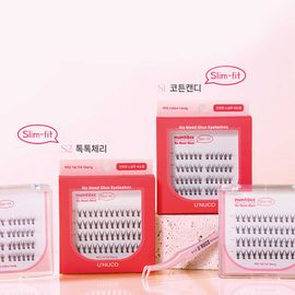 U'NUCO nuntocc No Glue Slim-fit Eyelashes 48pcs Individual Self Application Ultra Thin Fiber K-Beauty Lashes _ Made in Korea